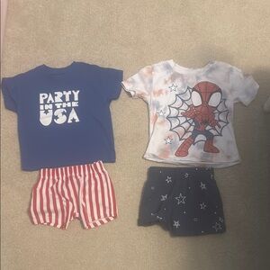 Baby boy 18M outfit bundle with two red white and blue themed outfits